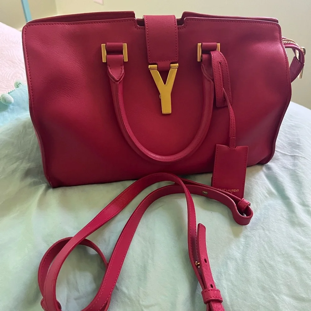 Saint Laurent Fuchsia Leather Satchel - Picture 2 of 12